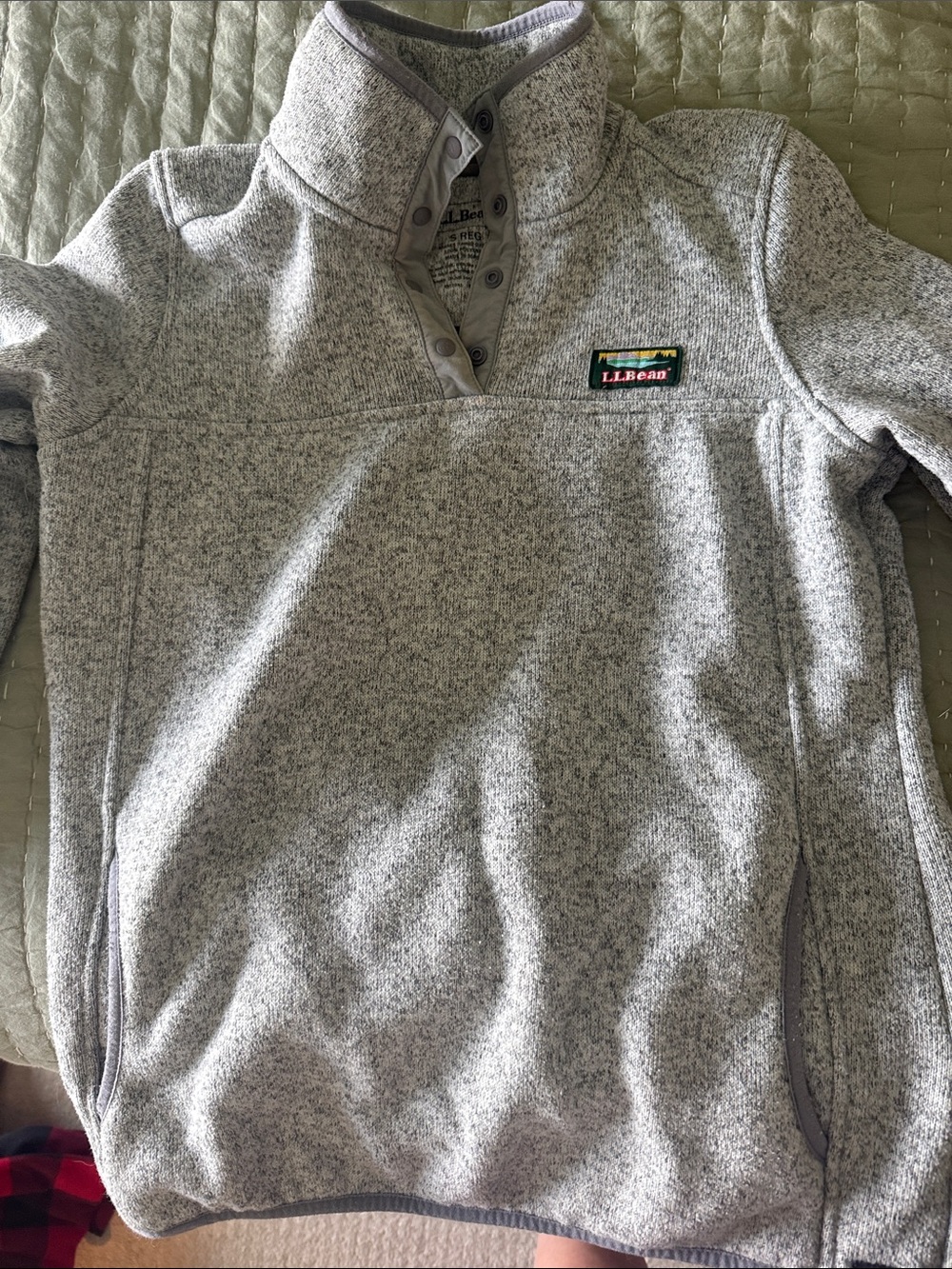 L.L. Bean women’s  Heather Gray Snap-Neck Fleece Pullover